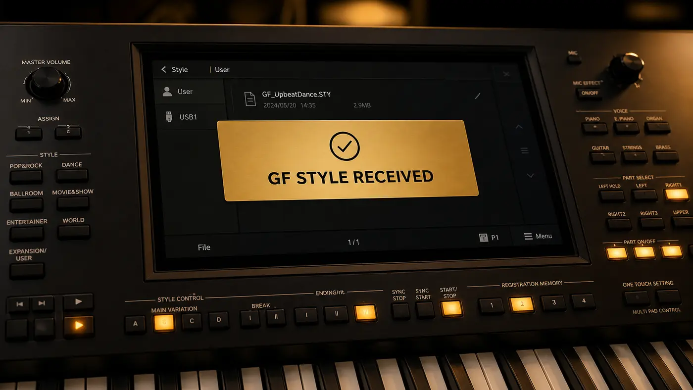 Style received on a Yamaha keyboard